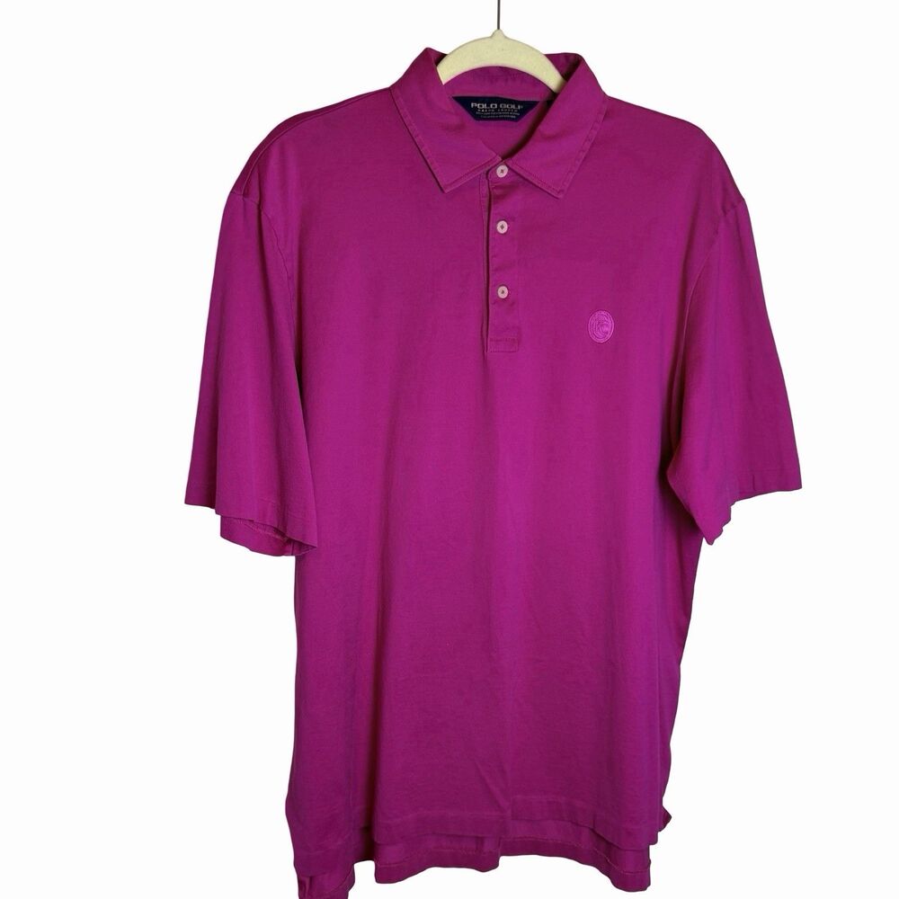Polo Golf Short Men's Large Pink 100% Pima Cotton Peru Short Sleeve Course Logo
